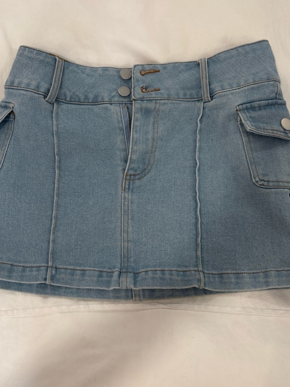Light Wash Denim Mini Skirt